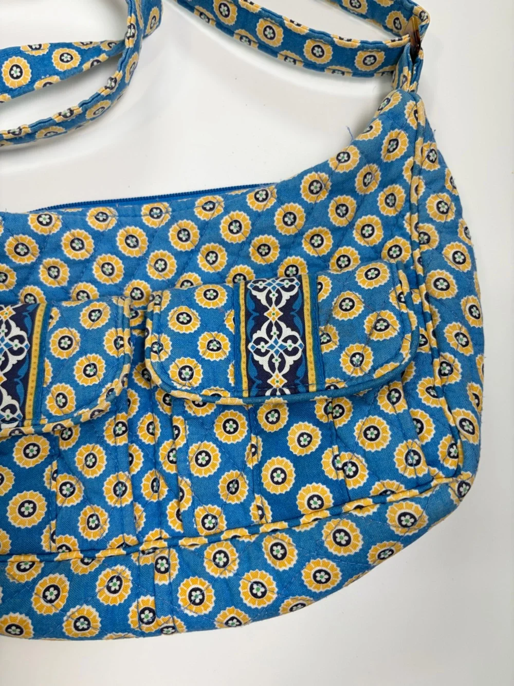 VERA BRADLEY Riviera 2008 Libby Crossbody Purse Shoulder Bag Blue Yellow Y2K